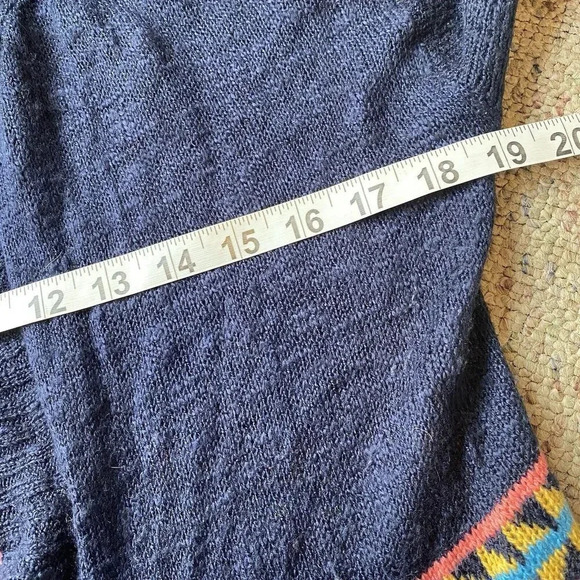 Eyeshadow Hoodie Cardigan Sweater OpenFront Womens S Navy Aztec Long Grunge Knit - Picture 2 of 9